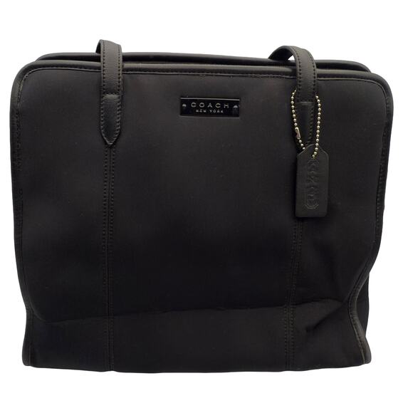 Vintage Coach Neo Collection Tote Handbag Black Neoprene/Leather Style 6206 - Picture 4 of 8